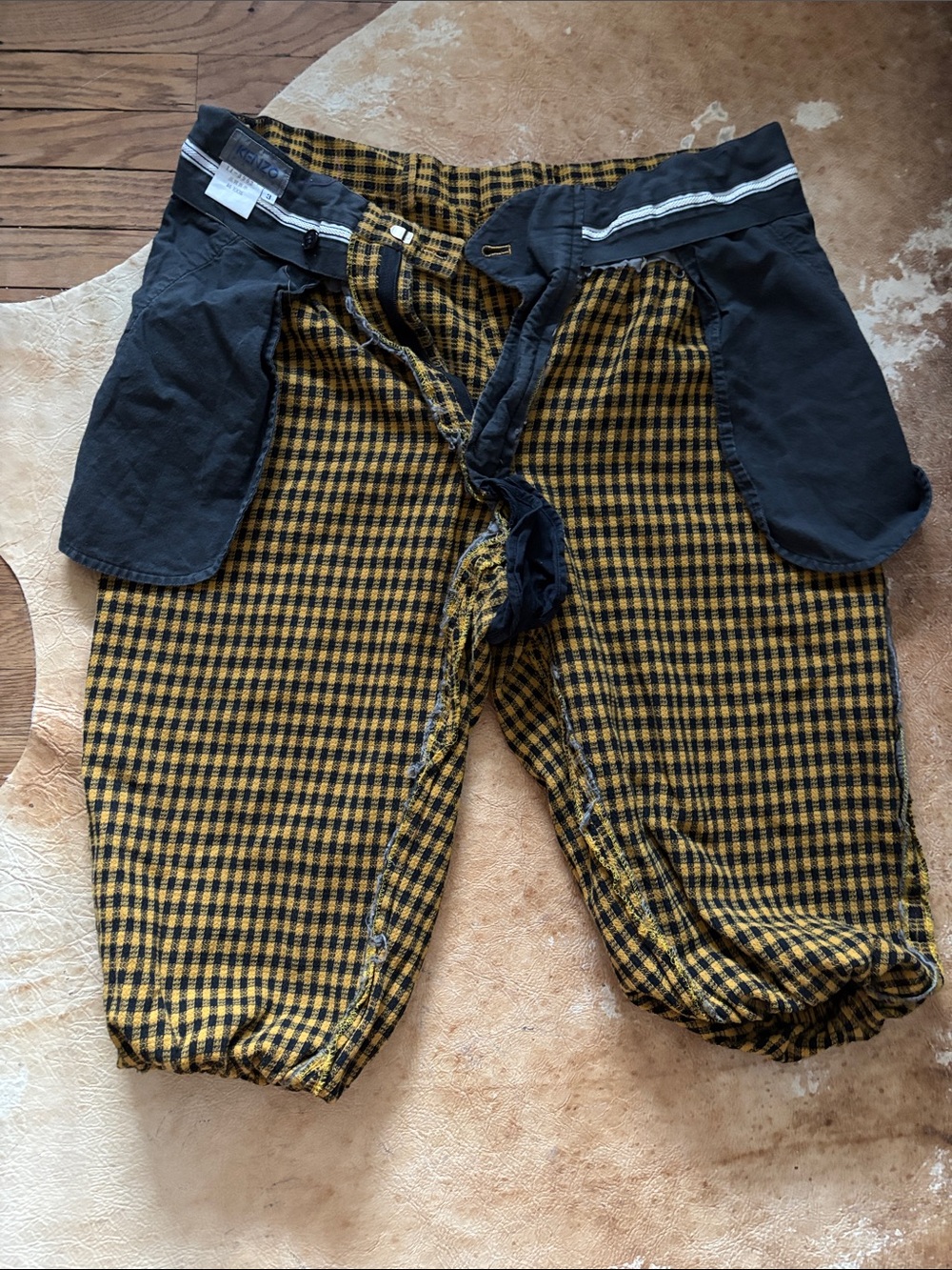 Vintage Yellow and Black Check Cotton Bottoms with flaws. - Picture 7 of 16